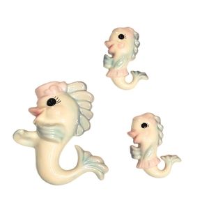 Charming Cream and Blue Mermaid Wall Decor Set